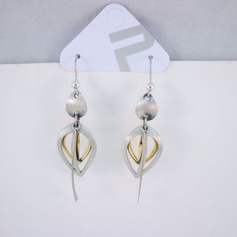 Two-tone Teardrop Dangle Earrings by Crono Design - Click Image to Close